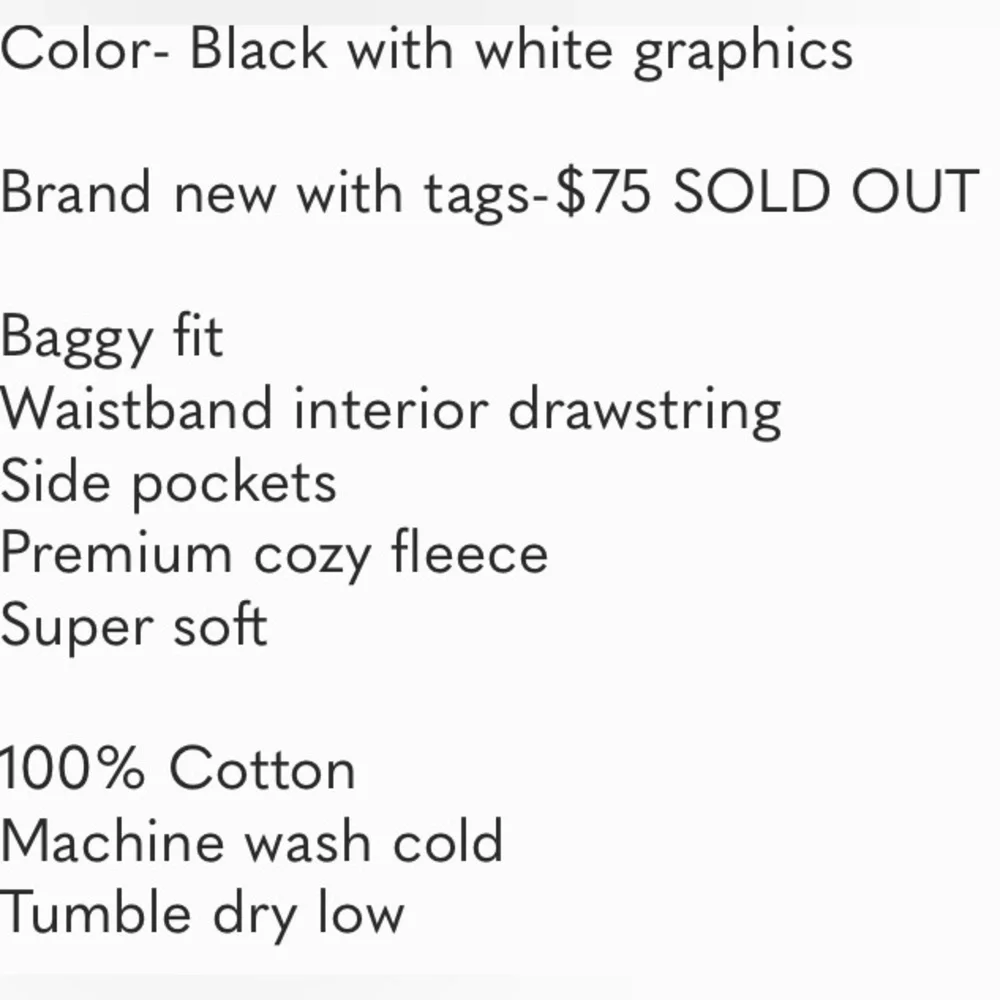 (B13)‎ Good American Sagittarius Black & White Sweatpants, Size 1 = Small, NWT